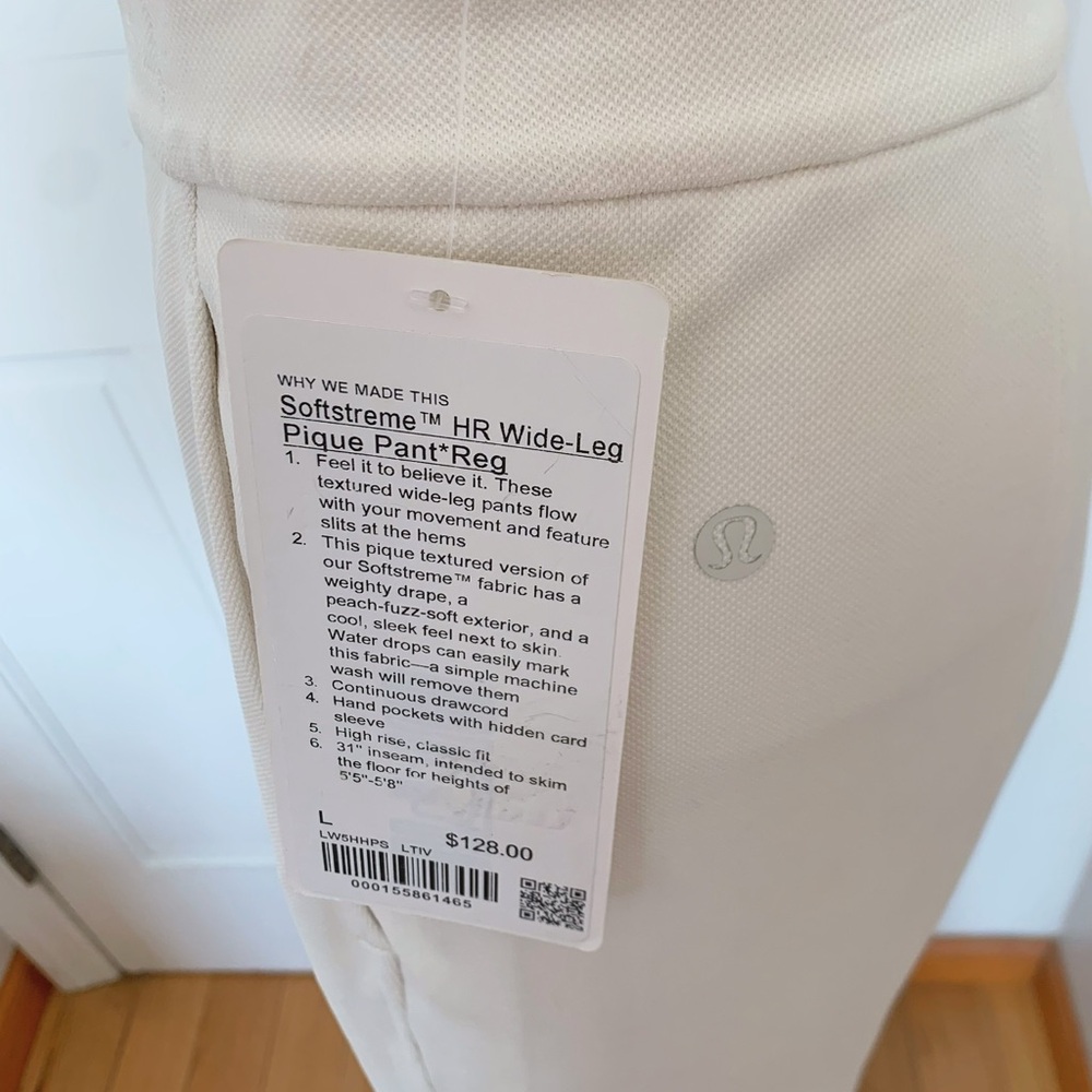 Lululemon Softstreme High-Rise Wide-Leg Pique Pant Regular Light Ivory - Picture 6 of 6